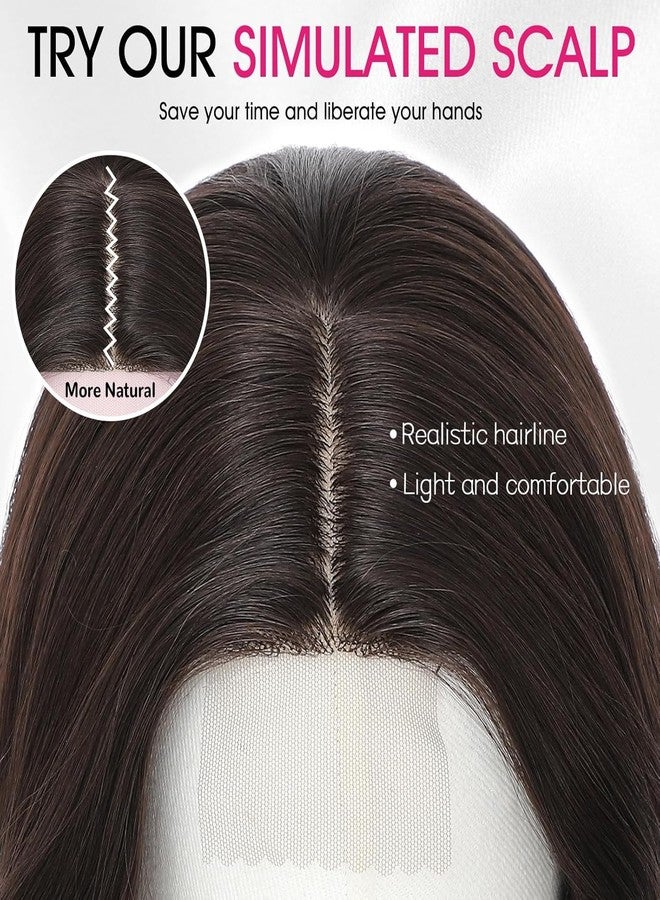 MORICA Wigs for Women Medium Length 18 Inch Middle Part Short Curly Wavy Wigs,Dark Brown Womens Wigs Natural Synthetic Hair for Daily Party/Halloween Use（18inch，Dark Brown） - Image 3